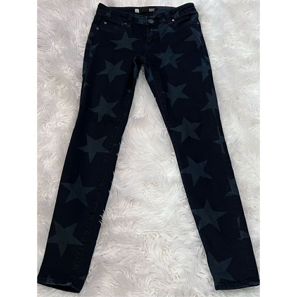 KUT From The Kloth Mia Toothpick Skinny Jeans With Stars Size 0